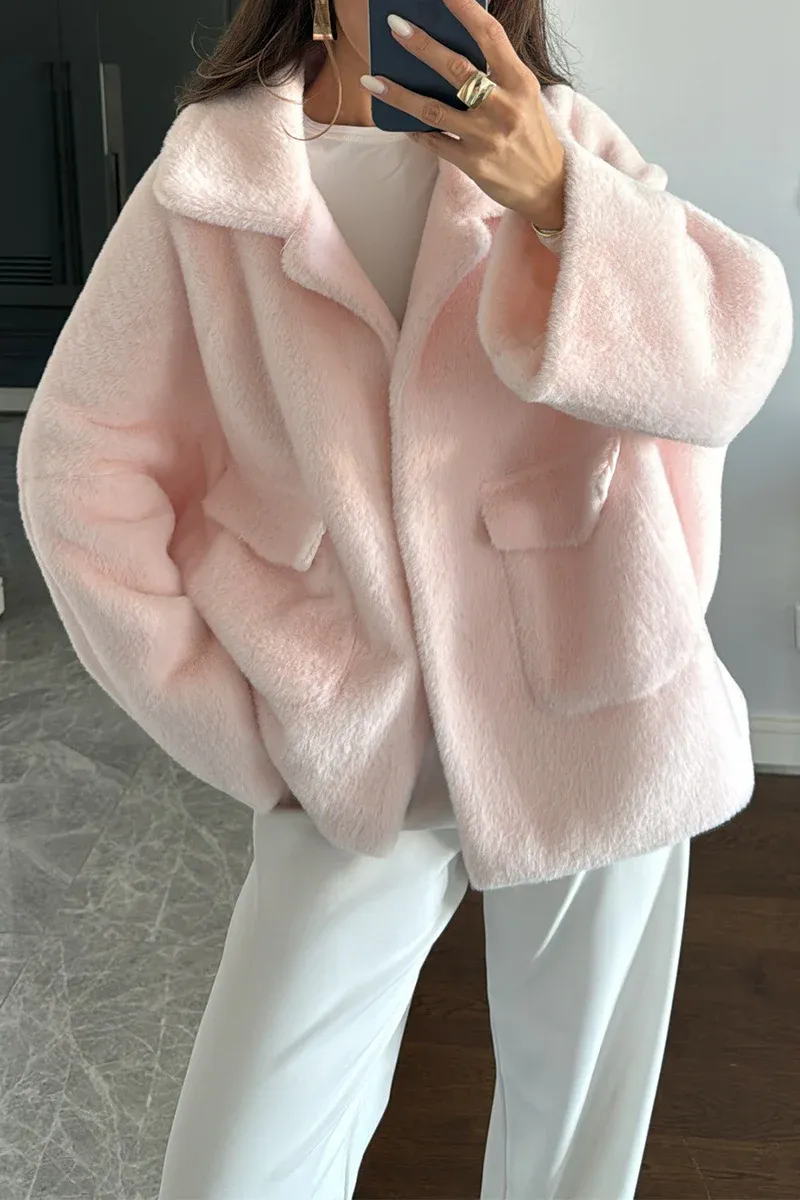 Women's Casual Lapel Single-breasted Faux Fur Winter Coat